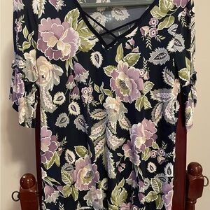 Blue and Purple Floral Relaxed Blouse